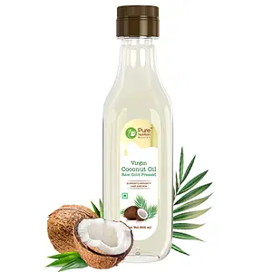 Pure Nutrition Raw Cold Pressed Organic Natural Virgin Coconut Oil For Immunity, Hair & Skin, Use As Cooking Oil, Skin Moisturizer & Hair Conditioner - 500Ml
