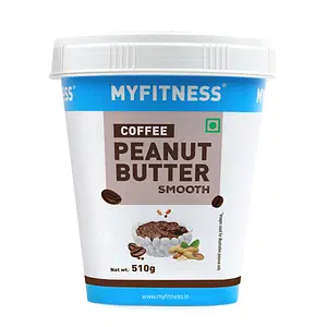MYFITNESS Coffee Peanut Butter Smooth 510g | 26g Protein | Vegan | Tasty Nut Butter Spread for Healthy Breakfast | Non Gmo | High in Protein | Gluten & Cholesterol Free | Creamy Peanut Butter