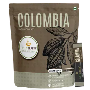 Greenbrrew Colombia Green Coffee Instant Beverage Premix For Weight Management - 30G (Dark Chocolate, 20 Sachets)