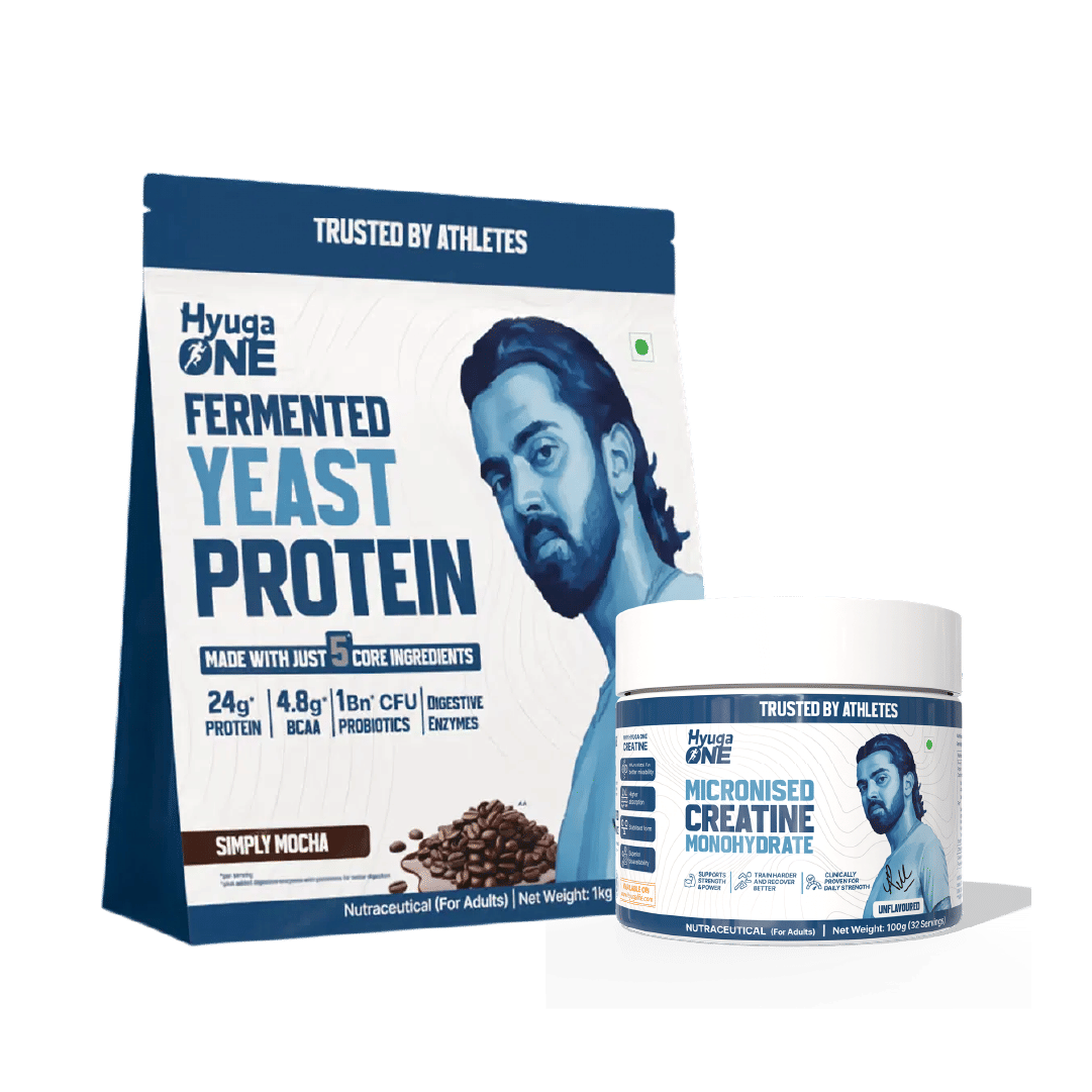 

Hyuga One Fermented Yeast Protein Mocha Coffee, 24g Protein, 4.8g BCAA, Probiotics 1 Billion CFU, 1 Kg+Hyuga One Micronised Creatine Monohydrate | ...