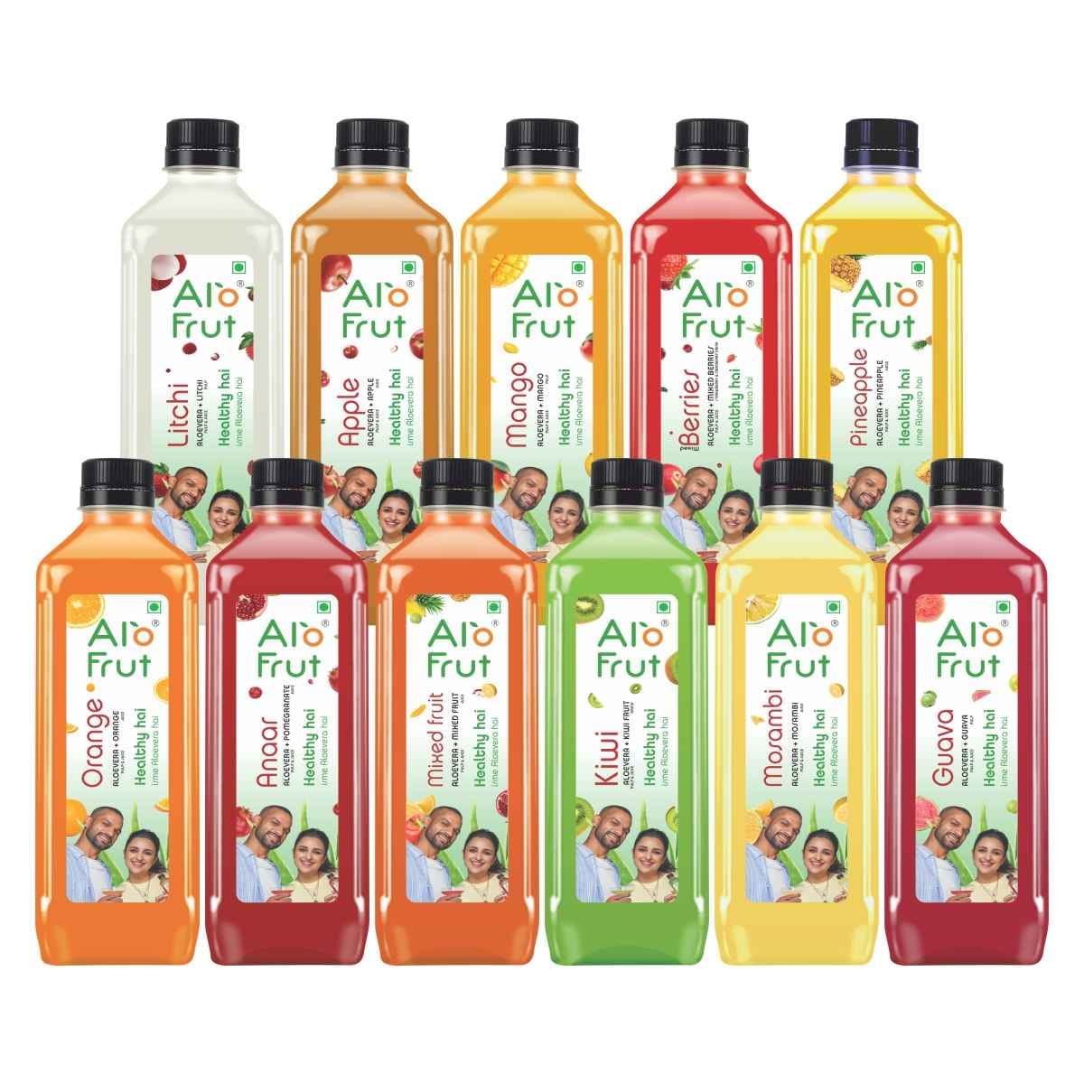 Alo frut Fruits Drink with Tasty Aloevera Chunks & Juice - 150ml (Pack of 60),Goodness of Fruits and Aloevera,Ready-to-Serve Fruit Juice,Fruit Juice Combo Pack