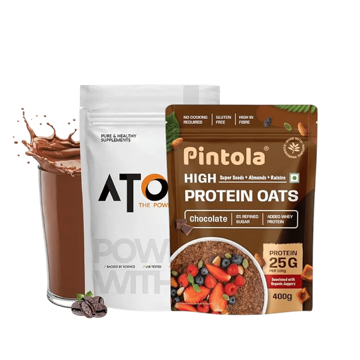

AS-IT-IS ATOM Whey Protein 1kg | Caffe latte flavor | 27g protein | 5.7g BCAA | Digestive Enzymes + Pintola 25g High Protein Oats, Dark Chocolate, ...