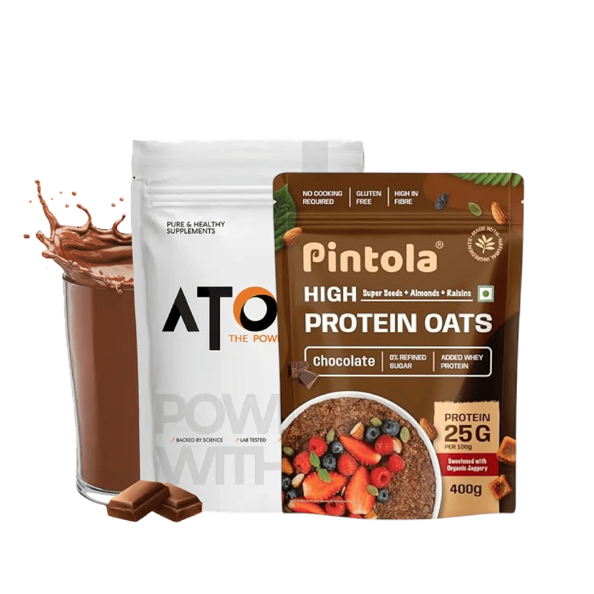 

AS-IT-IS ATOM Whey Protein 1kg | Choco Hazel Fusion | 27g protein | 5.7g BCAA | Digestive Enzymes + Pintola 25g High Protein Oats, Dark Chocolate, ...