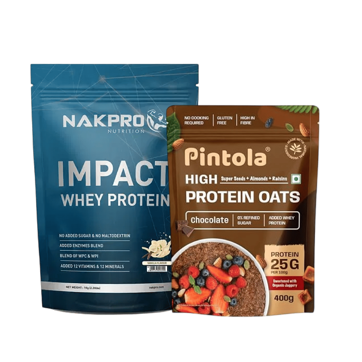 

NAKPRO Impact Whey Protein 1kg | Isolate & Concentrate | 24g Protein & 4.9g BCAA | Vanilla | With Digestive Enzymes | NABL Lab Tested + Pintola 25g...