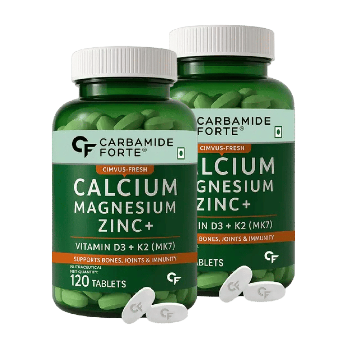 

Carbamide Forte Calcium Magnesium + Zinc | 120 Veg Tablets | Bones | Joints | Immunity | Women & Men Pack of 2