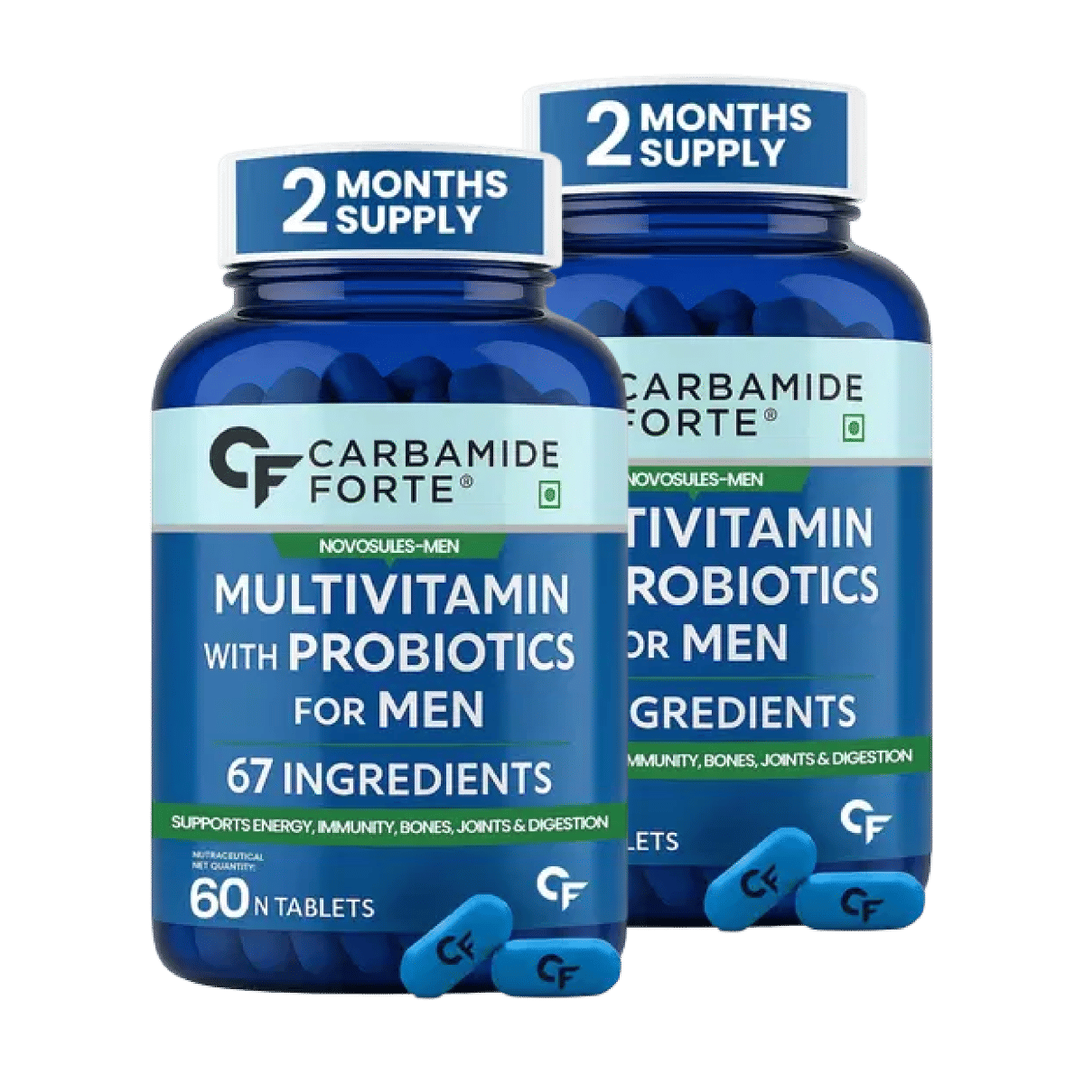 

Carbamide Forte Multivitamin Men for Immunity & Energy with 67 Ingredients, Minerals, Probiotics, Fruits & Vegetable Blend 60 Veg Tablets Pack of 2