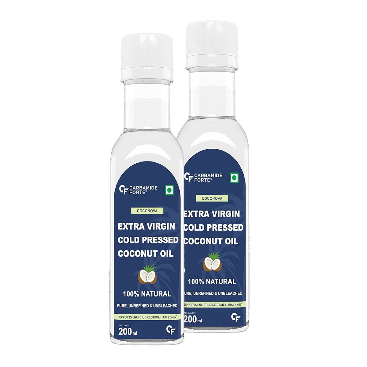 

Carbamide Forte 100% Pure Extra Virgin Cold Pressed Coconut Oil for Skin, Hair Growth & Cooking Ã¢â‚¬â€œ 200ml Pack of 2