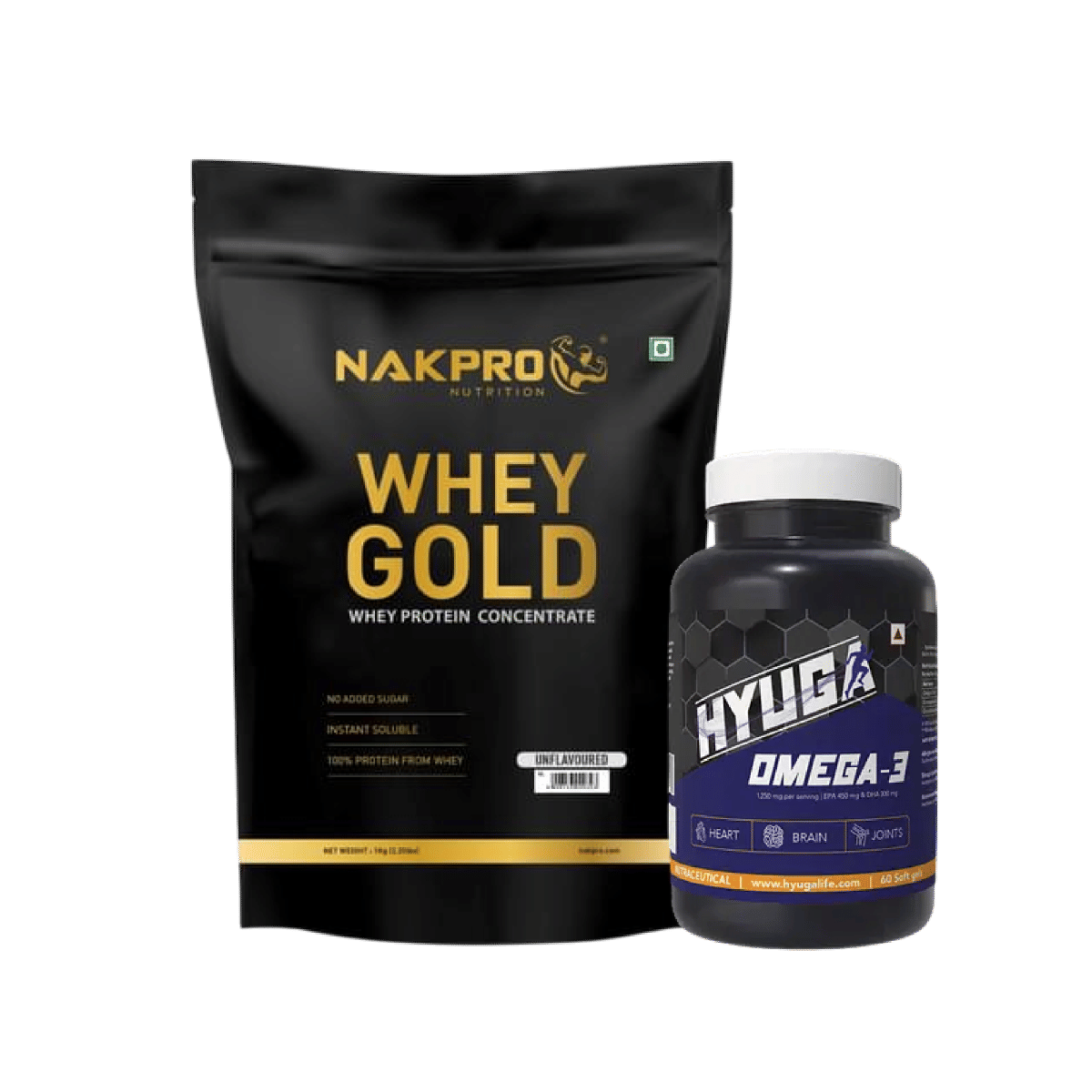 

NAKPRO Gold Whey Protein Concentrate 80%, 1kg Unflavoured | 28g Protein, 6.2g BCAA | 100% Authentic Supplement Powder |+Hyuga Omega 3 | Triple Str...