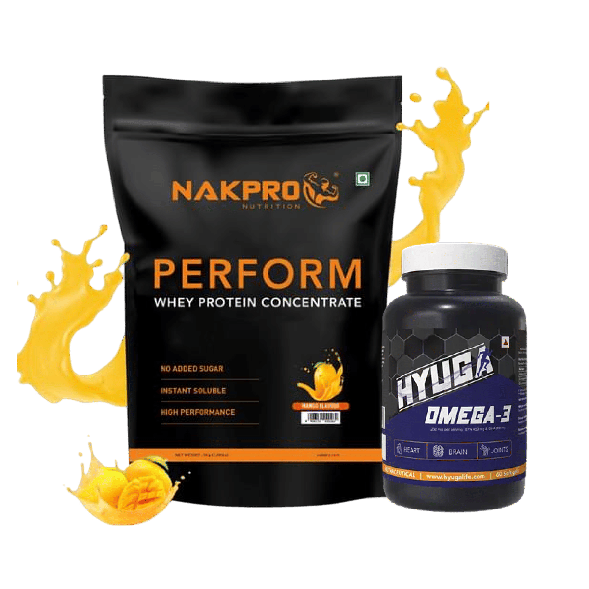 

NAKPRO Perform Whey Protein Concentrate 1kg Mango | 24g Protein, 5.3g BCAA | 100% Authentic Supplement Powder |+Hyuga Omega 3 | Triple Strength | ...