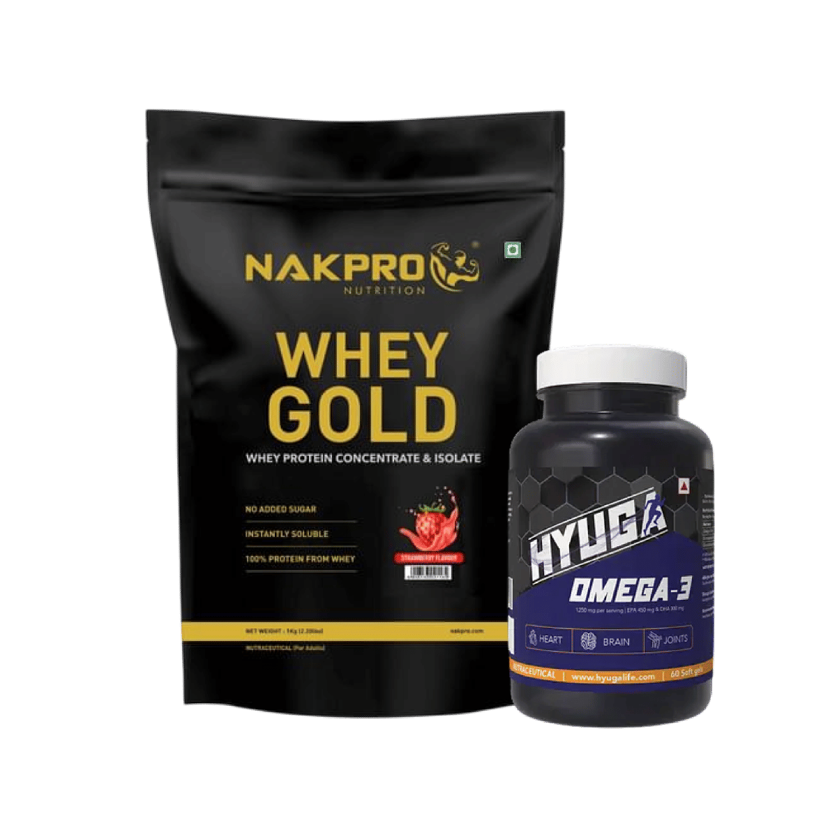 

NAKPRO Gold Whey Protein Concentrate 1kg Strawberry | 25.5g Protein, 5.6g BCAA | 100% Authentic Supplement Powder |+Hyuga Omega 3 | Triple Strengt...