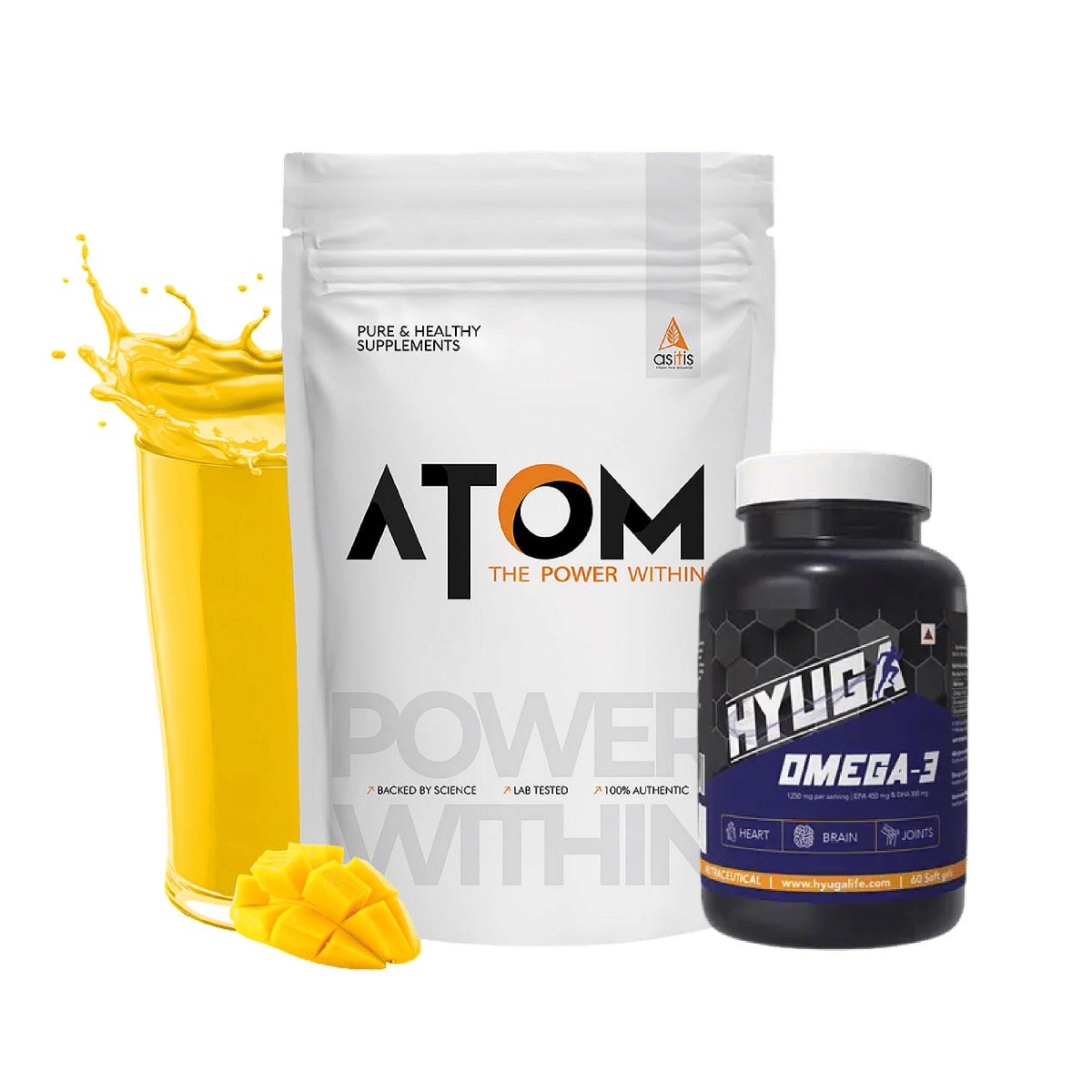 

AS-IT-IS Nutrition ATOM Beginners Whey Protein 1kg | Accelerates Muscle-building | Increases Body Strength | Mango fusion+Hyuga Omega 3 | Triple St...