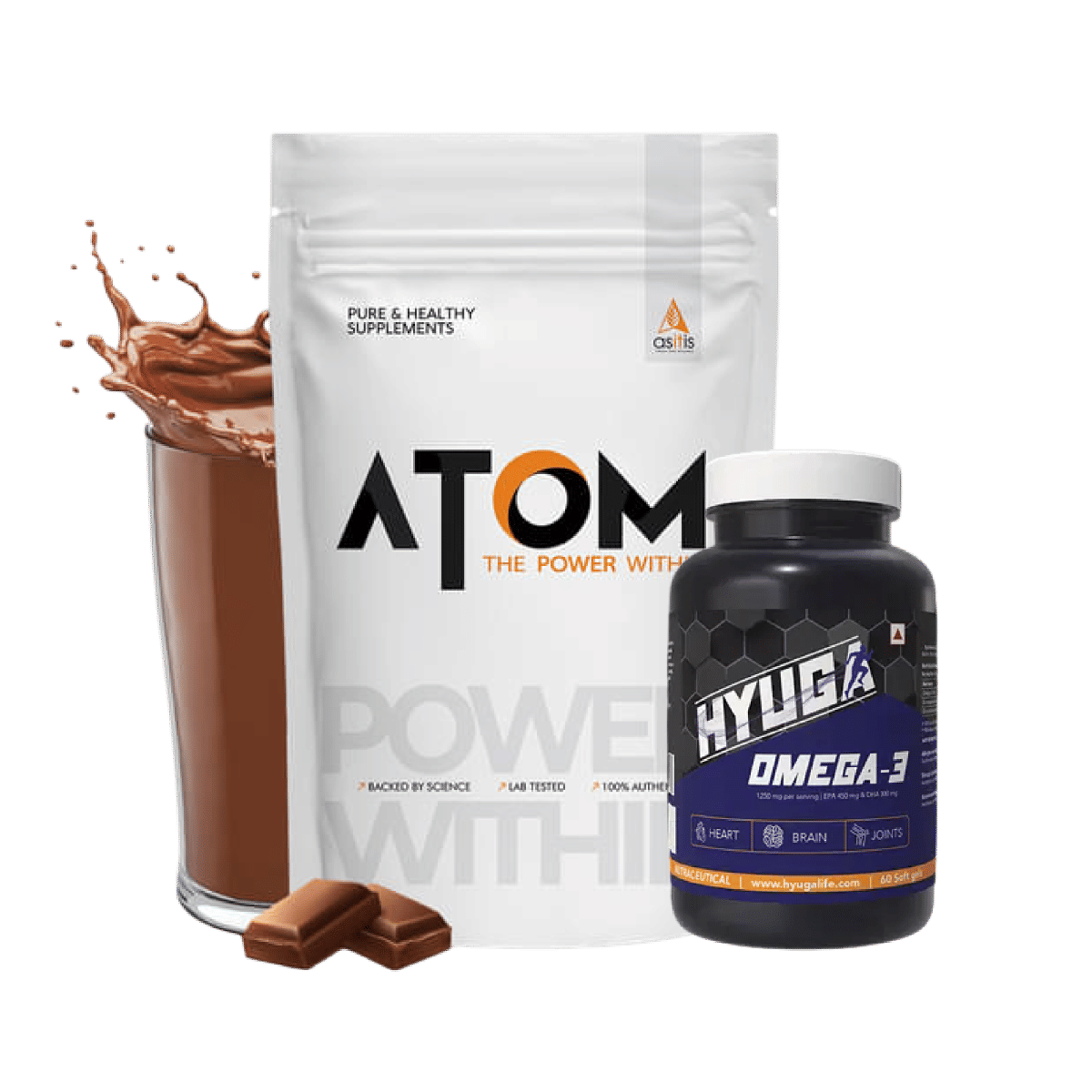 

AS-IT-IS ATOM Beginners Whey Protein 1kg | Accelerates Muscle-building | Increases Body Strength | Double Rich Chocolate+Hyuga Omega 3 | Triple Str...