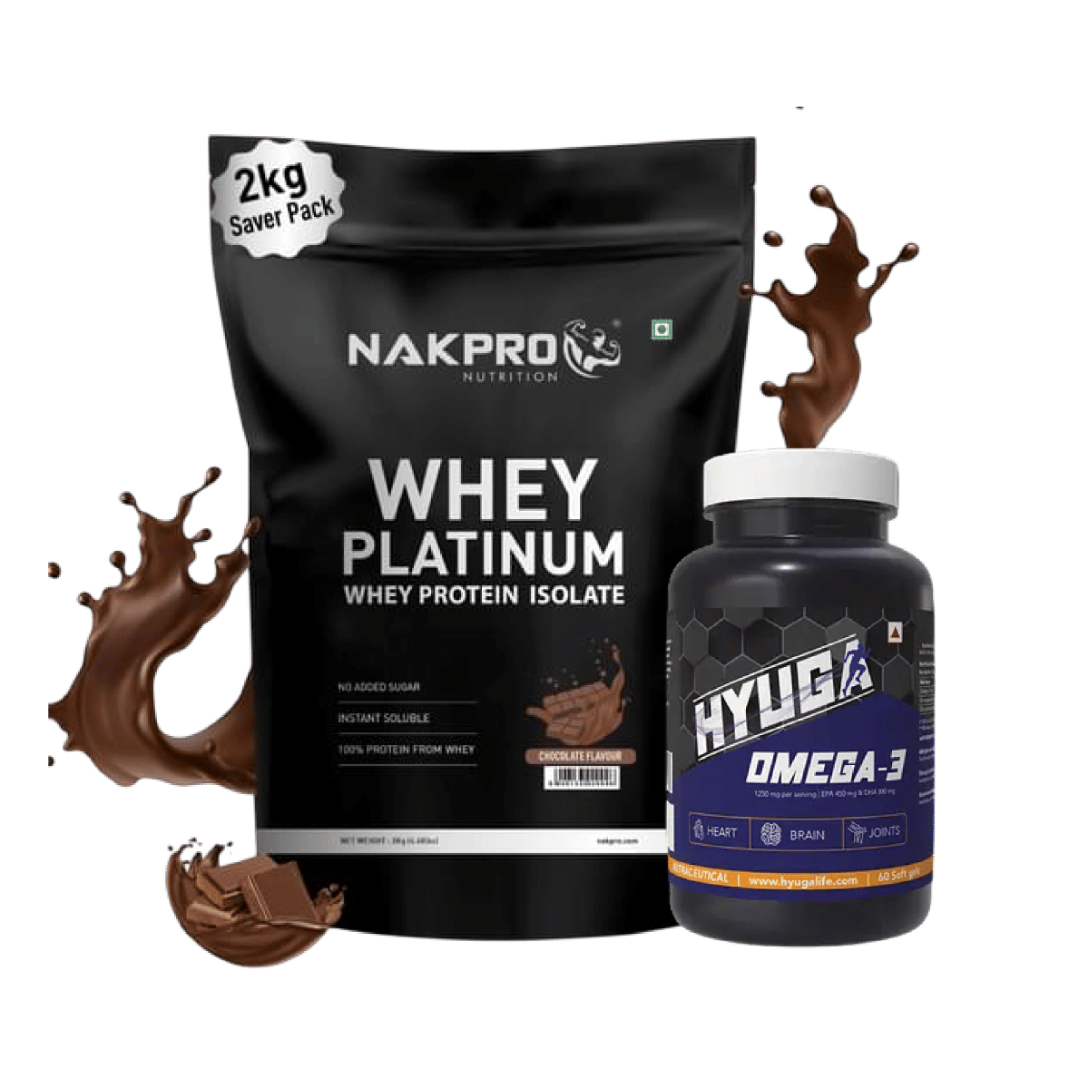 

NAKPRO Platinum Whey Protein Isolate 2kg Chocolate | 28g Protein, 6.4g BCAA | 100% Authentic Supplement Powder | Low Carbs,+Hyuga Omega 3 | Triple...