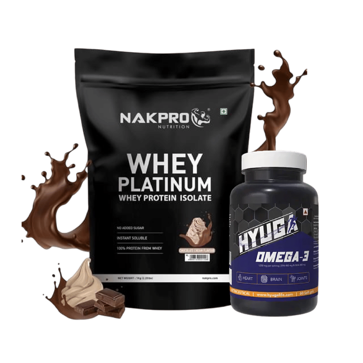 

NAKPRO Platinum Whey Protein Isolate 1kg Chocolate Cream | 28g Protein, 6.4g BCAA | 100% Authentic| Low Carbs,+Hyuga Omega 3 | Triple Strength | 1...