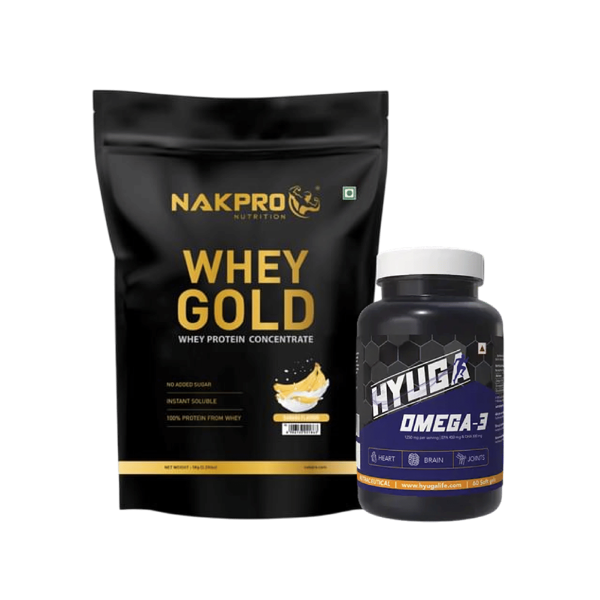 

NAKPRO Gold Whey Protein Concentrate 1kg Banana | 25.5g Protein, 5.6g BCAA | 100% Authentic Supplement Powder |+Hyuga Omega 3 | Triple Strength | ...