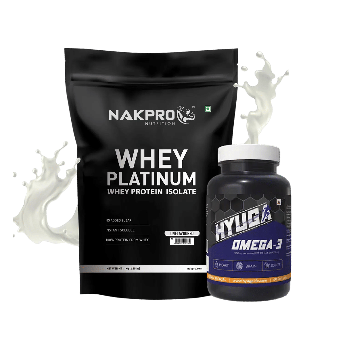 

NAKPRO Platinum Whey Protein Isolate 90%, 1kg Unflavoured | 31g Protein, 7g BCAA | 100% Authentic | Low Carbs +Hyuga Omega 3 | Triple Strength | 1...