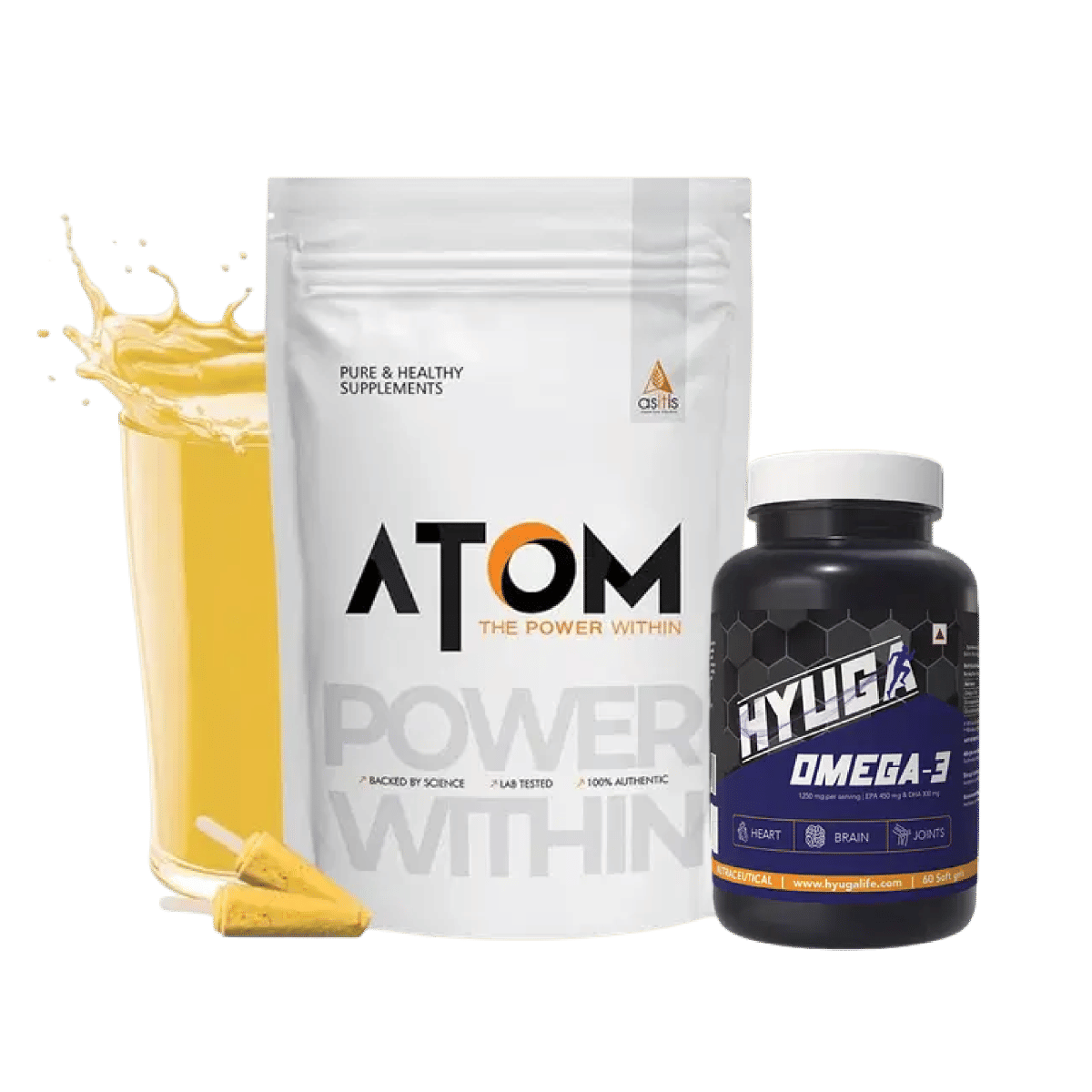 

AS-IT-IS ATOM Whey Protein with Digestive Enzymes | USA Labdoor Certified | 27g protein |Mawa Malai Flavor - 1kg +Hyuga Omega 3 | Triple Strength ...