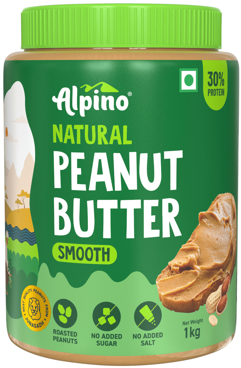 

ALPINO 30g High Protein Natural Peanut Butter Smooth 1kg - Unsweetened, 100% Roasted Peanuts - Source of Healthy Fats, No Added Sugar & Salt