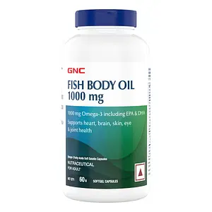 GNC Fish Body Oil for Men & Women | 1000mg Omega-3s with EPA & DHA | Promotes Joint Health | Improves Focus & Memory | Protects Vision | Supports Healthy Cholesterol | USA Formulated