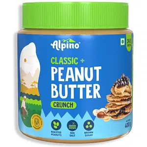 Alpino Classic Peanut Butter Crunch|  90% Roasted Peanuts | High Protein Peanut Butter Crunchy | Gluten-Free | Vegan