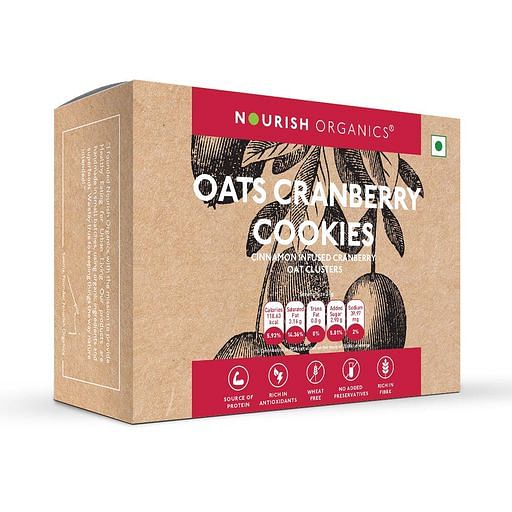 

Nourish Organics Oats Cranberry Cookies | Wheat-Free (Pack of 1)