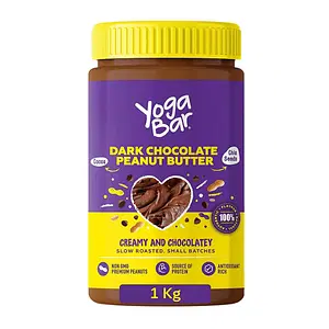 Yogabar Dark Chocolate Peanut Butter | Creamy & Chocolatey | Slow Roasted | Non-GMO Premium Peanuts | Source of protine / Antioxidant Rich + Chia Seeds