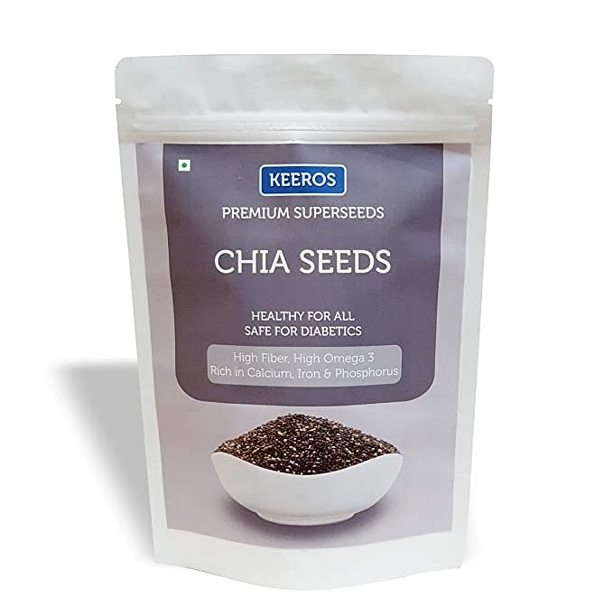 

Keeros Premium Raw Chia Seeds (Black) for Weight Management : Gluten Free, High Antioxidants, Omega-3 & Protein Rich Super Seeds for eating | 400g