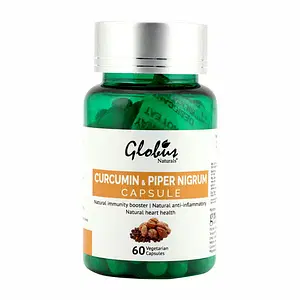 Globus Naturals Curcumin with Piper Nigrum, 95% Curcuminoids, Antioxidant & Anti-inflammatory Supplement (60 Capsules)