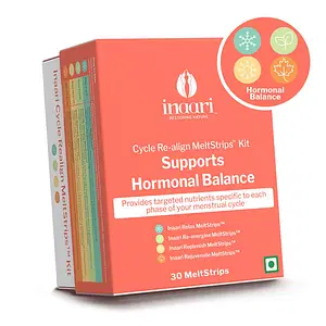 Inaari Cycle Realign MeltStrips Kit for Hormonal Balance Support Provides nutrients that helps prevent & solve Period Cramps, PMS, PCOS Sync Menstrual Cycle Free Travel Pouch 1 pack (30 MeltStrips)