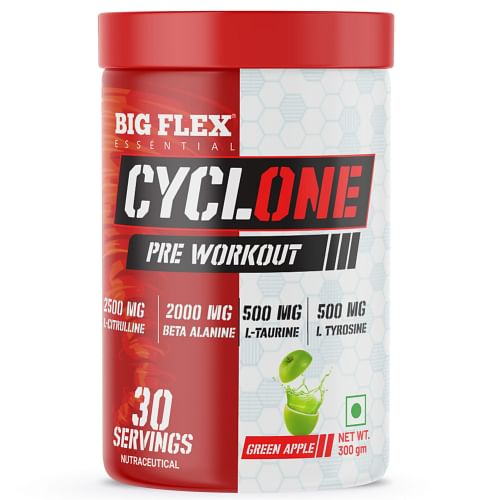 

Bigflex Essential Cyclone Pre-workout (Green Apple) 300gm