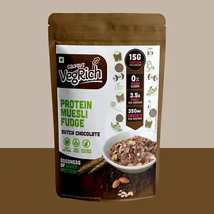 Calvay's VegRich Protein Muesli Dutch Chocolate | 15g Protein Added Whey Protein | Sweetened with Dates & not Sugar | (330g x 1 Pack)