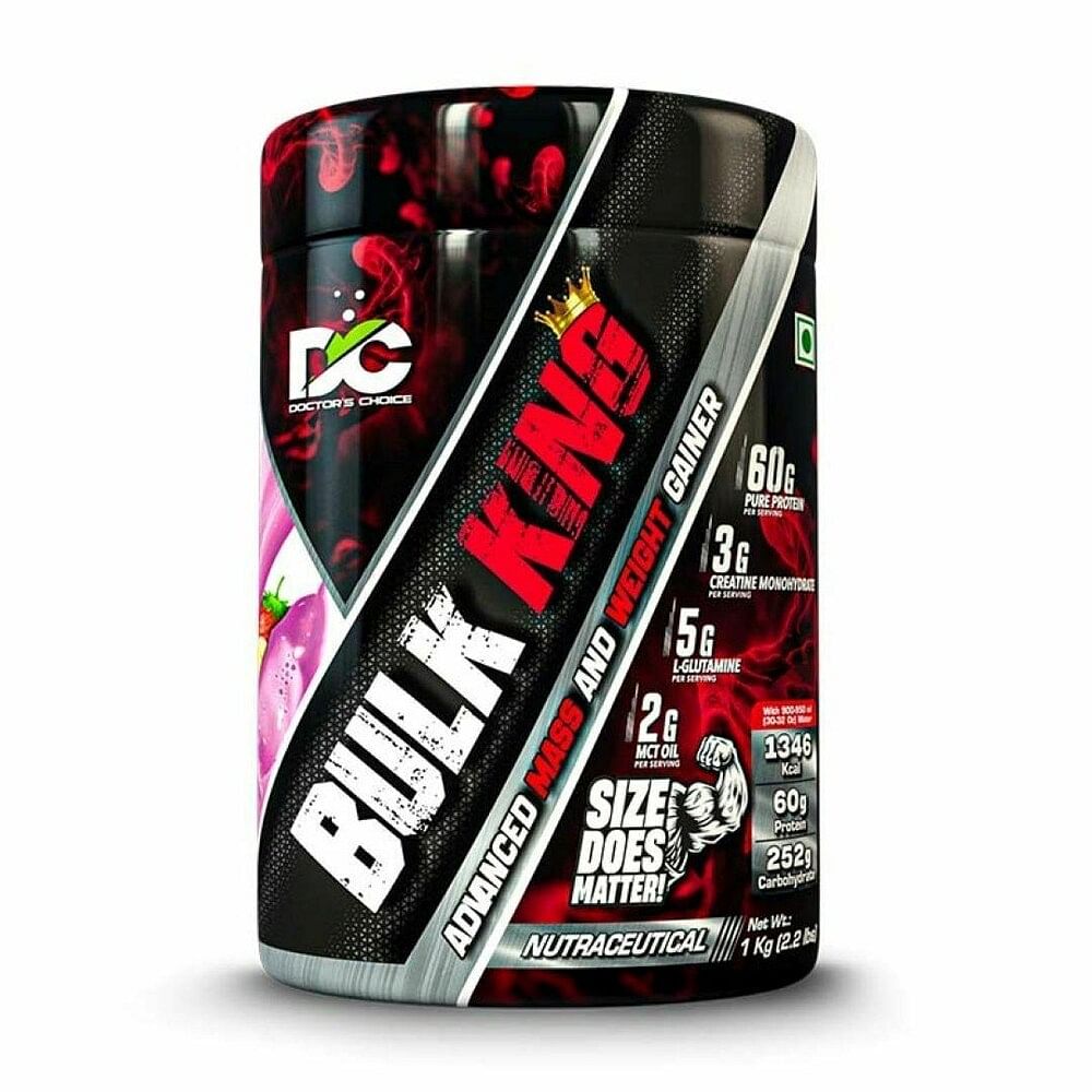 

DC DOCTOR'S CHOICE Bulk King Advanced Mass Gainer and Weight Gainer for bulking (Strawberry Banana Milkshake, 1Kg)