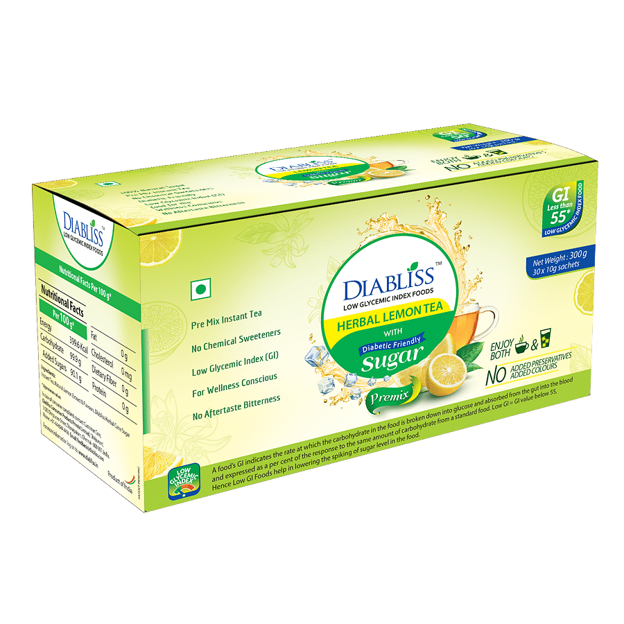 

DiaBliss Herbal Diabetic Friendly Herbal Lemon Tea - Low GI - 30 x 10 Grams Sachet Box