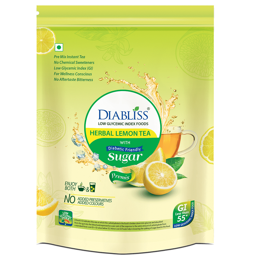 

Diabliss Diabetic Friendly Herbal Lemon Tea 500g Pouch - Refreshing Taste Low Glycemic Index (GI) Food Sugar Free