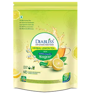 Diabliss Diabetic Friendly Herbal Lemon Tea 500g Pouch - Refreshing Taste Low Glycemic Index (GI) Food Sugar Free