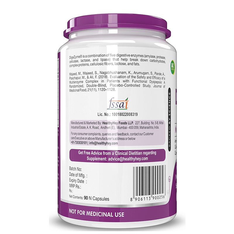 

HealthyHey Nutrition Digestive Enzyme - Multi-Enzyme Complex - 75mg - Support Digestive Health - 90 Vegetable Capsules