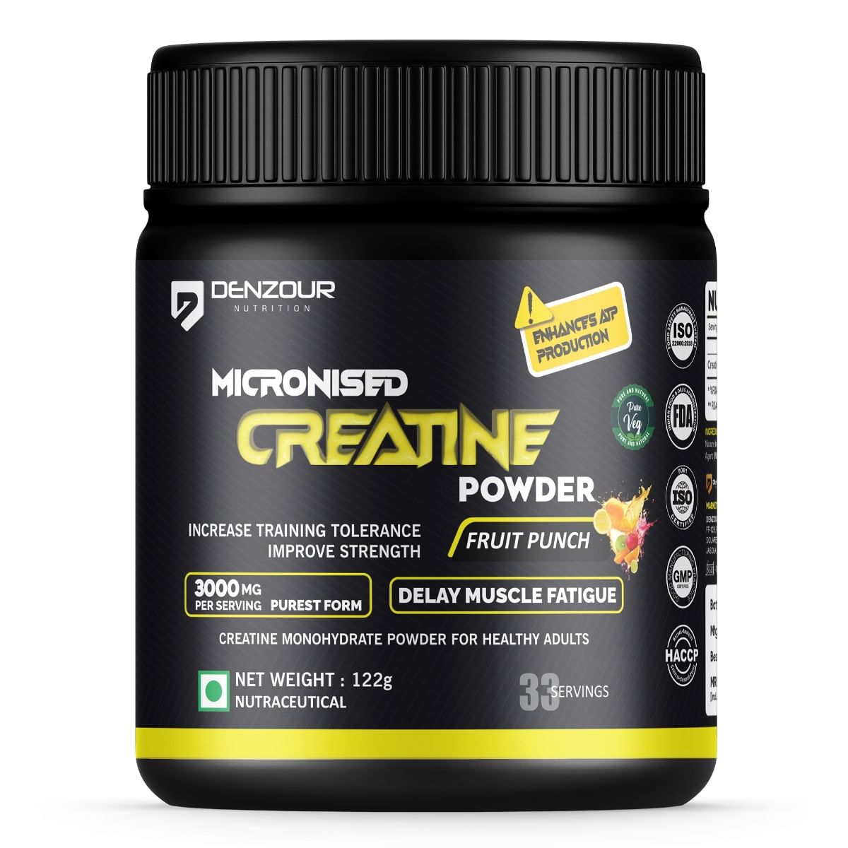 

DENZOUR NUTRITION 100% Pure Micronised Creatine Monohydrate | Lab Tested | Enhance Strength Creatine (122g, Fruit Punch)