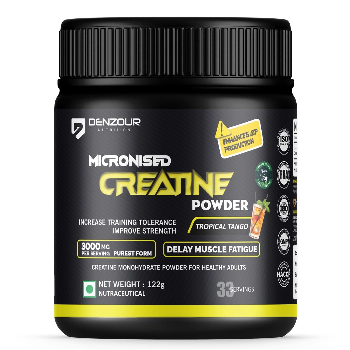 

DENZOUR NUTRITION 100% Pure Micronised Creatine Monohydrate | Lab Tested | Enhance Strength Creatine (122g, Tropical Tango)