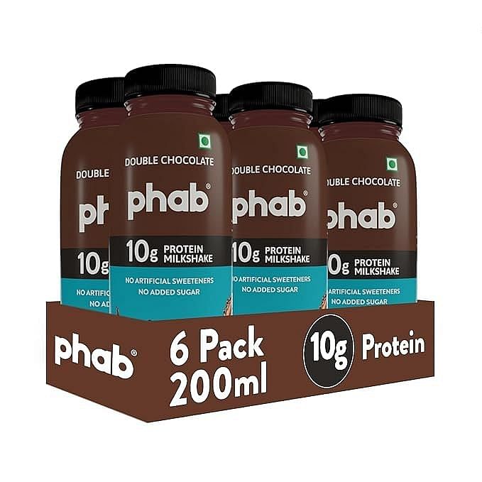 

Phab Double Chocolate Protein Milkshakes with 10g Protein & No Added Sugar | Gluten-Free & Gut-Friendly, Trans Fat Free | Rich Source of Fibre & Pr...