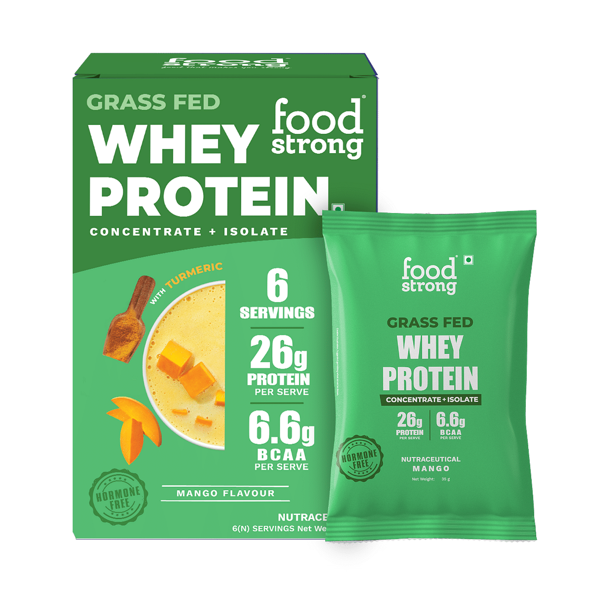 

Foodstrong Whey Protein Powder (Concentrate + Isolate), Daily Protein Mango Flavour, With Turmeric & Digestive Enzymes, No Added Sugar, 6 Sachets, ...