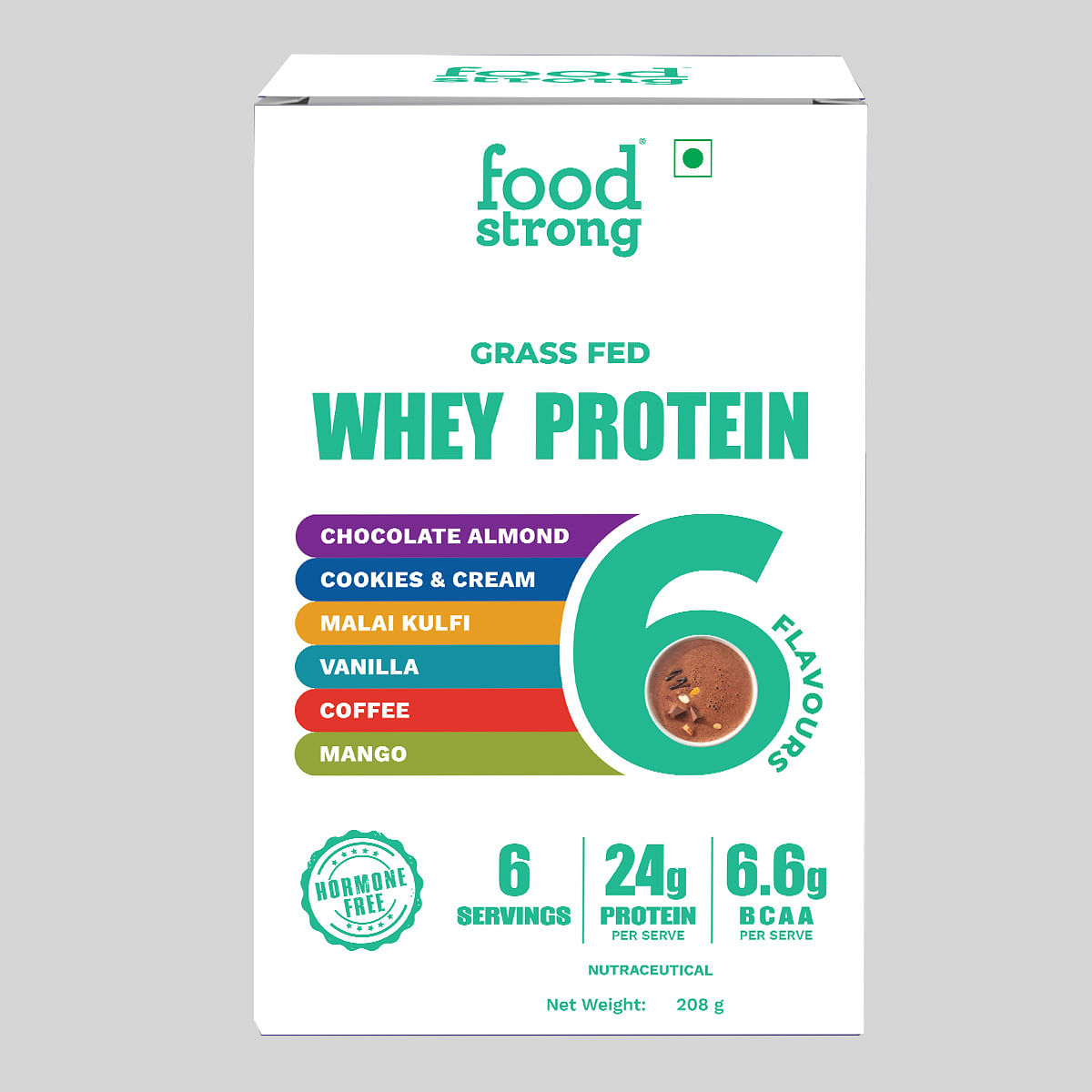 

Foodstrong Whey Protein Powder (Concentrate + Isolate), Daily Protein Rainbow Pack, With Turmeric & Digestive Enzymes, No Added Sugar, 6 Sachets, 210G