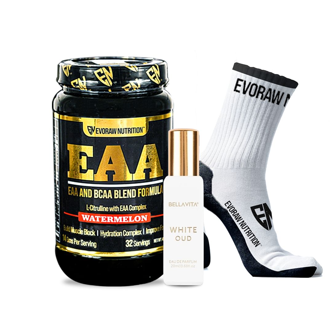 

Evoraw Nutrition EAA Watermelon (450g, 32 servings) 8.1g of EAA & BCAA, 2g Citrulline, 200mg Theanine, 1.5g Hydration Complex for Men & Women with ...