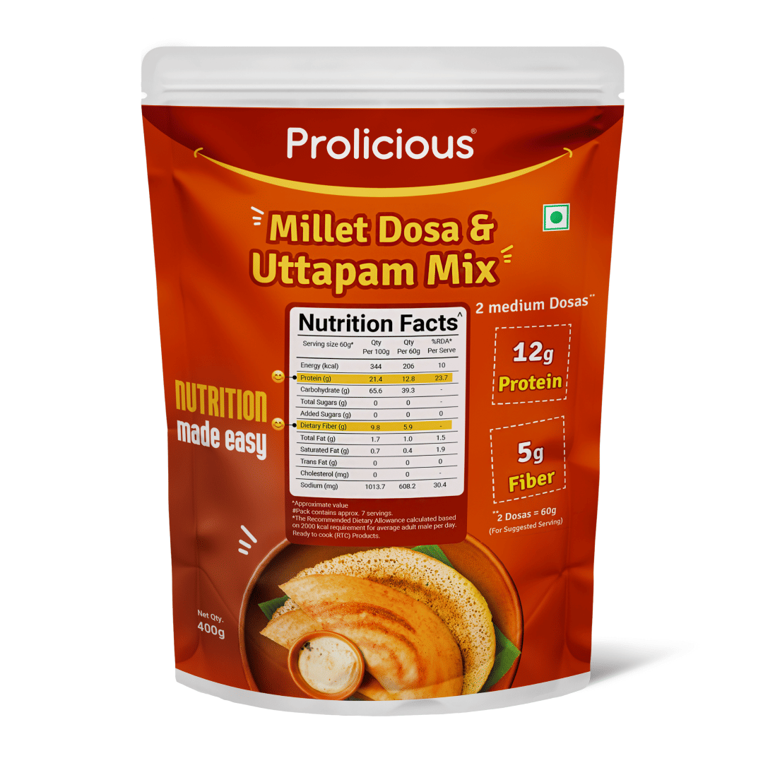 

Prolicious High Protein Millet Dosa & Uttapam mix - 400 gm