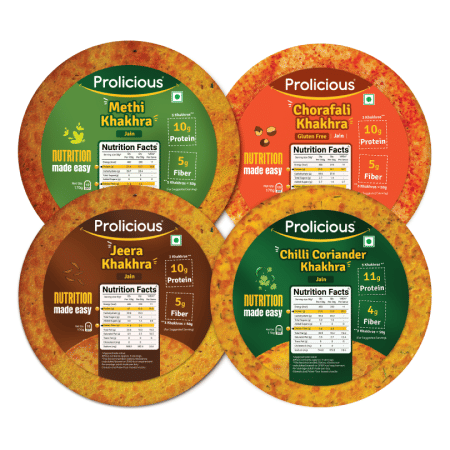 

Prolicious Jain Khakhra Combo (Pack of 4, 170gm each)