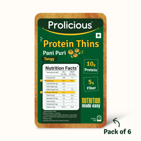 

Prolicious High Protein Pani Puri Thins (Pack of 6, 50gm each)