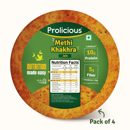 

Prolicious High Protein Methi Khakhra (Pack of 4, 170gm each)