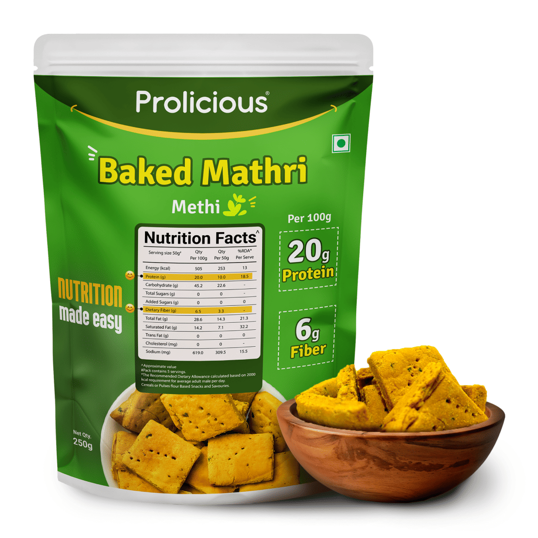 

Prolicious Spicy Baked Methi Mathri- 250 gm