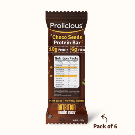 

Prolicious Protein Bar Chocoseeds (Pack of 6, 50gm each)