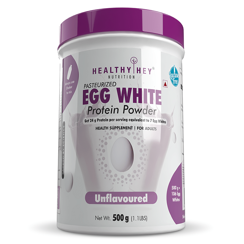 

HealthyHey 100% Egg White Protein - Instant Mix - 80% Protein - Non GMO & Lactose Free - 500g (Unflavoured)