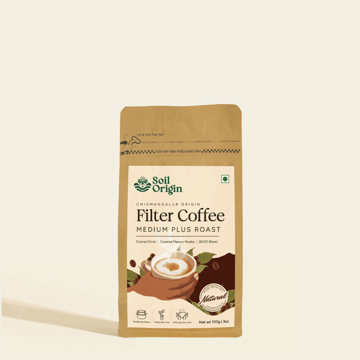 Soil Origin Filter Coffee | Chikmangalur Origin | Medium Plus Roast | Coarse Grind | 80/20 Blend